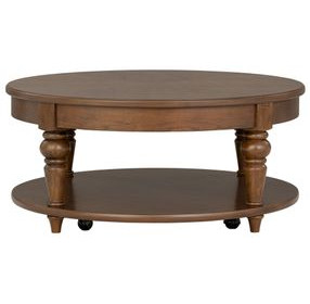 Bellevue Whiskey Brown Round Occasional Table Set with Casters
