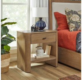 Normandy Warm Driftwood 1 Drawer Open Nightstand with USB Charging