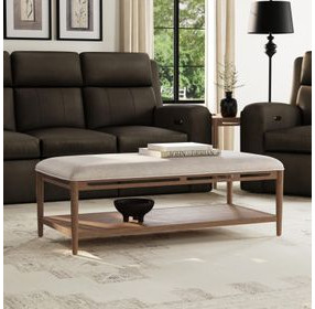 Verona Cream and Medium Brown Performance Fabric Upholstered Rectangular Occasional Table Set
