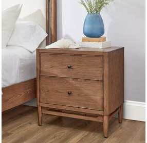 Verona Medium Brown 2 Drawer Nightstand with USB Charging