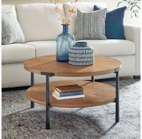 Millwork Rustic Umber and Black Round Occasional Table Set
