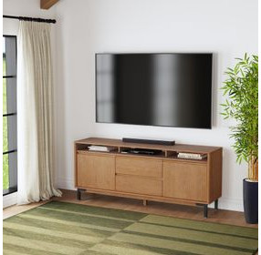 Millwork Rustic Umber and Black 76" TV Stand with USB Charging