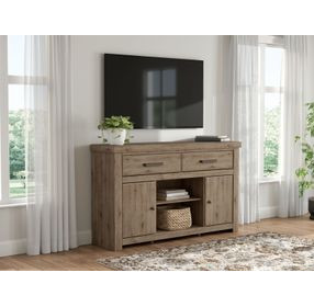 Garistyn Natural Rustic 62" LG TV Stand with Fireplace Option