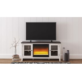 Dorrinson White and Gray 60" TV Stand with Electric Fireplace