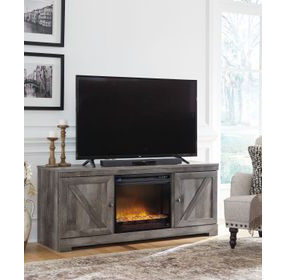 Wynnlow Gray 63" TV Stand with Electric Fireplace and 2 Doors