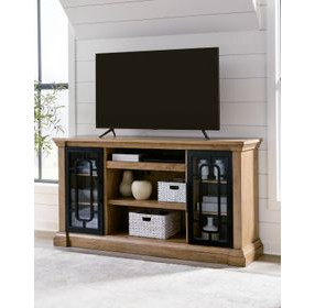 Wittenmyer Rich Light Brown and Matte Black XL TV Stand with Fireplace Option