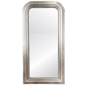Waverly Silver Leaf Rectangular Floor Mirror With Curved Edges