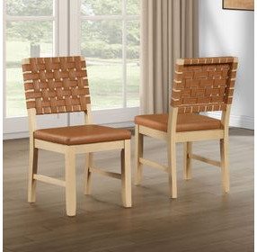 Reid Sand Vegan Leather Side Chair Set of 2