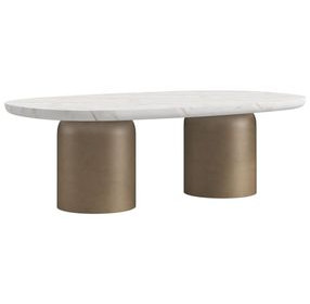 Verge Bronze Metallic and White Marble Top Cocktail Table