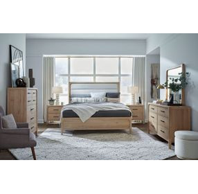 Somerset Butternut and White Performance Fabric Upholstered Panel Bedroom Set