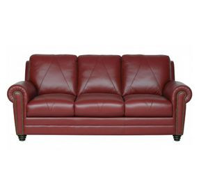 Westfield Cherry Leather Living Room Set with Nailhead Trim
