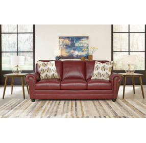 Westfield Cherry Leather Living Room Set with Nailhead Trim
