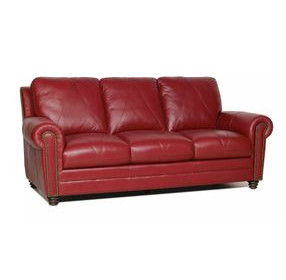 Westfield Cherry Leather Living Room Set with Nailhead Trim