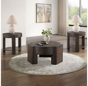 Salina Espresso Round Occassional Table Set