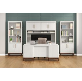 Pomona Soft White Open Bookcase with 2 Doors
