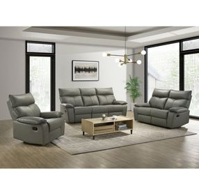 Murray Gray Leather 88" Reclining Sofa