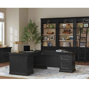 Willow Lane Ebony Black Executive Home Office Set