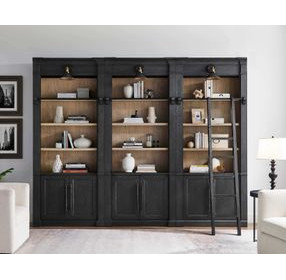 Willow Lane Black 3 Piece Tall Bookcase with Ladder