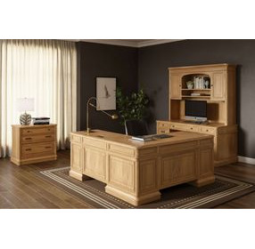 Winchester Natural Oak Credenza with Hutch