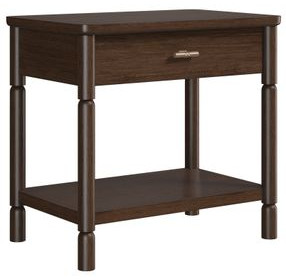 Verge Handcrafted Walnut 1 Drawer Open Nightstand