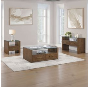 Garland Toffee Rectangular Glass Top Ocassional Table with Casters