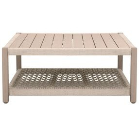 Wrap Oat and Washed Ever Teak Outdoor Square Coffee Table