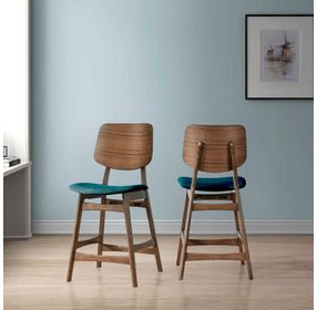 Oscar Teal Upholstered Counter Height Chair Set of 2