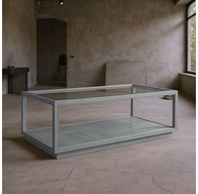 Glaze Vintage Blue Rectangular Glass Top Cocktail Table