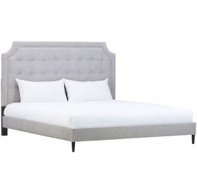 Zest Light Gray and Black Upholstered Panel Bedroom Set with Welt Trim
