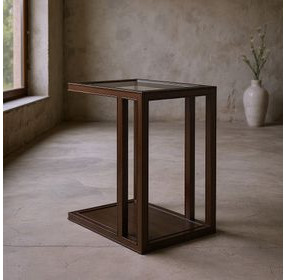 Glaze Cola Rectangular Glass Top End Table