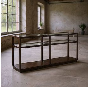 Glaze Cola Rectangular Glass Top Console Table