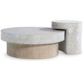 Pincio Millstone and Trevin Round Faux Stone Top Cocktail Table