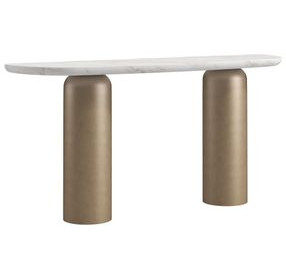 Verge Bronze Metallic and White Marble Top Console Table