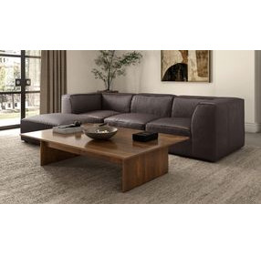 Form Espresso Brown Leather 4 Piece Lounge Modular Sectional