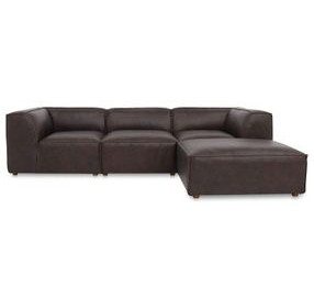 Form Espresso Brown Leather 4 Piece Lounge Modular Sectional