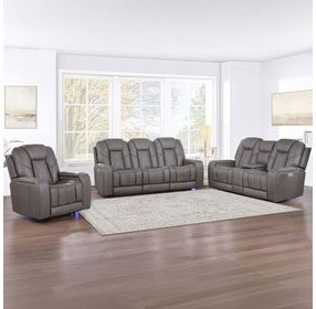 Daniel Gray Triple Power Reclining Living Room Set with USB Charging