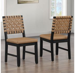 Reid Brown Vegan Leather Side Chair Set of 2