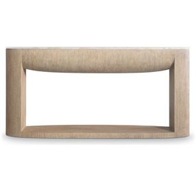 Loggia White and Aria Oval Travertine Top Console Table