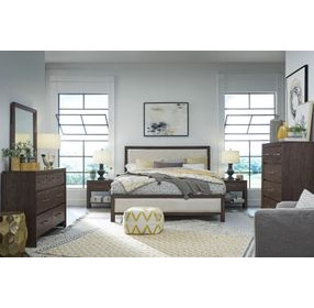 Llewellyn Columbian Walnut and Cream King Upholstered Panel Bed