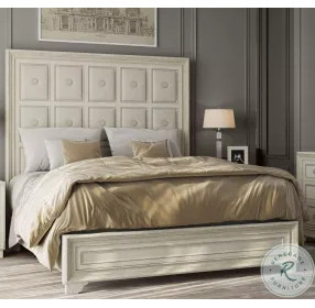Luciana Semi Transparent Creamy White King Upholstered Panel Bed