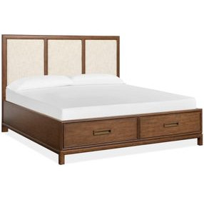 Ridgefield Russet and Cream California King Upholstered Storage Panel Bed