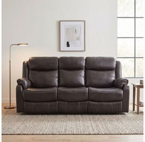 Yerba Dark Brown 81" Double Lay Flat Reclining Sofa