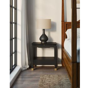 Eave Black Rectangular Bedside Table with 1 Drawer