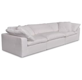 Clay Cream White Performance Fabric 3 Piece Modular Sectional with Pillows