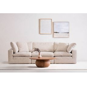 Clay Coastside Sand Performance Fabric 3 Piece Modular Sectional with Pillows