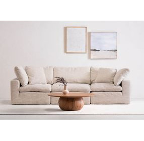 Terra Coastside Sand Performance Fabric 3 Piece Modular Sectional with Pillows