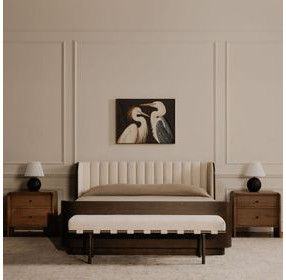 Carson Beige Performance Fabric Upholstered Dining Bench