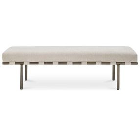 Carson Beige Performance Fabric Upholstered Dining Bench