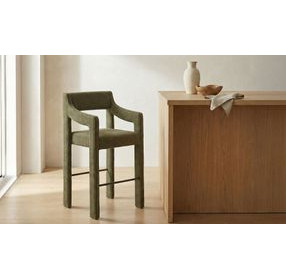 Elise Cedar Green Performance Fabric Upholstered Counter Height Stool