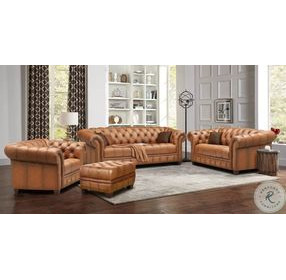 Haworth Saddle Brown Leather 70" Loveseat